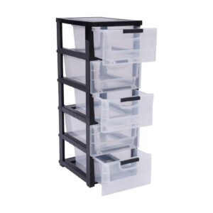 Large Storage Cabinet,5 Tiers Plastic Storage Drawer Cabinet Organizer Storage Box Stackable Movable -Transparent