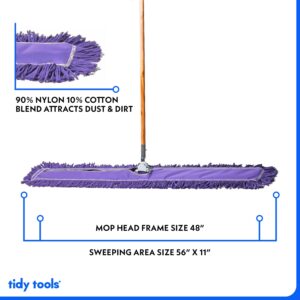 Tidy Tools 48 Inch Purple Dust Mop with Wood Handle and 48 Inch Purple Dust Mop Refill Bundle - 2 Mop Sets and 2 Refills