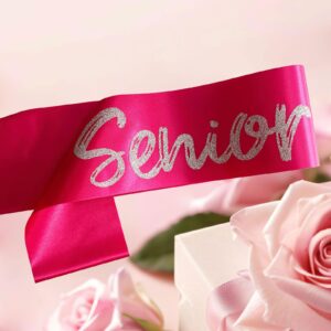 4Pcs Hot Pink Senior Sash 2025 Satin with Silver Glitter Letters - Senior Cheerleader 2025 Sash - 2025 Graduation Celebrations Sashes - Senior Cheer Sash - Class Competition Sashes - Hot Pink Silver