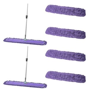 tidy tools 36 inch purple dust mop with extendable handle and 36 inch purple dust mop refill bundle - 2 mop sets and 4 refills