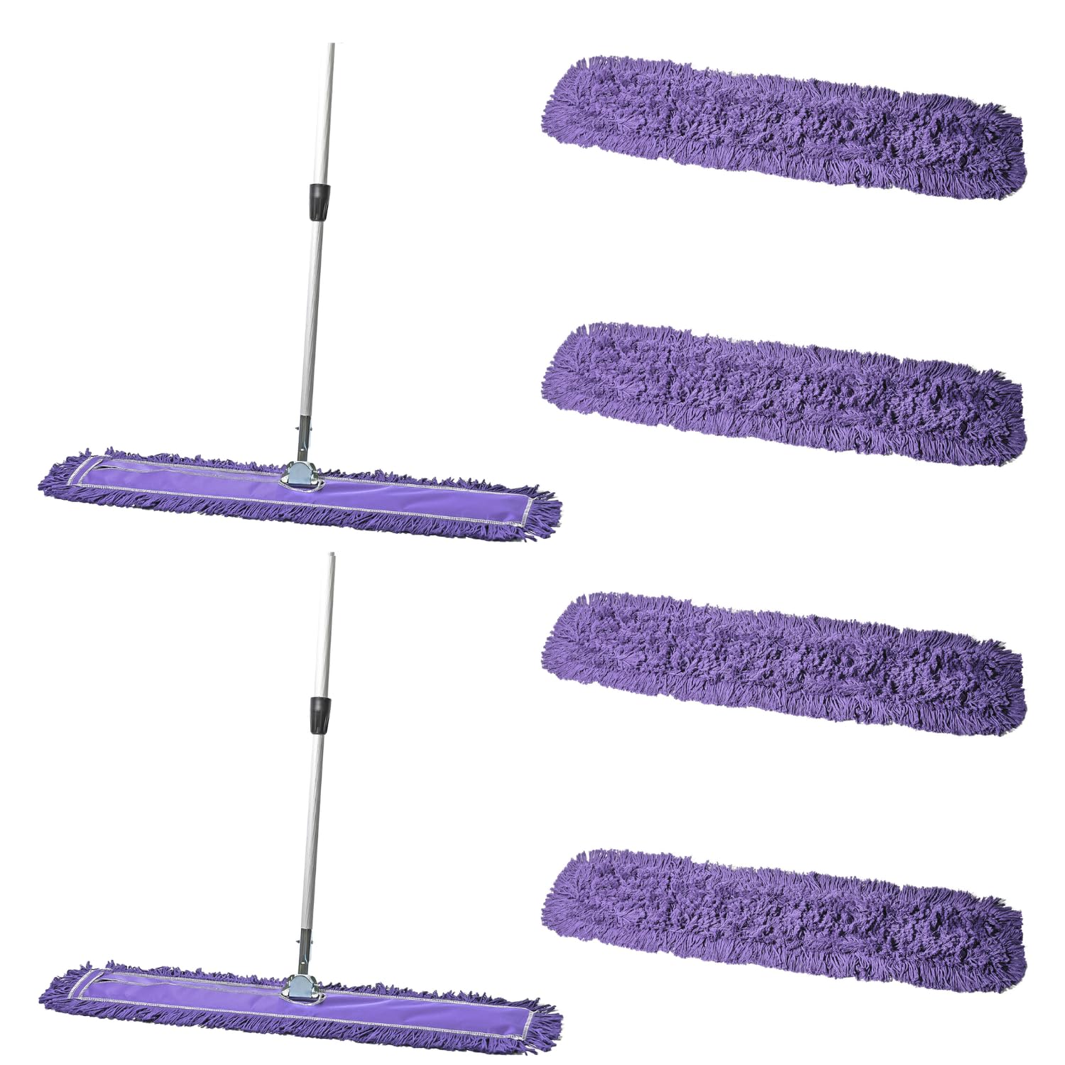 Tidy Tools 36 Inch Purple Dust Mop with Extendable Handle and 36 Inch Purple Dust Mop Refill Bundle - 2 Mop Sets and 4 Refills