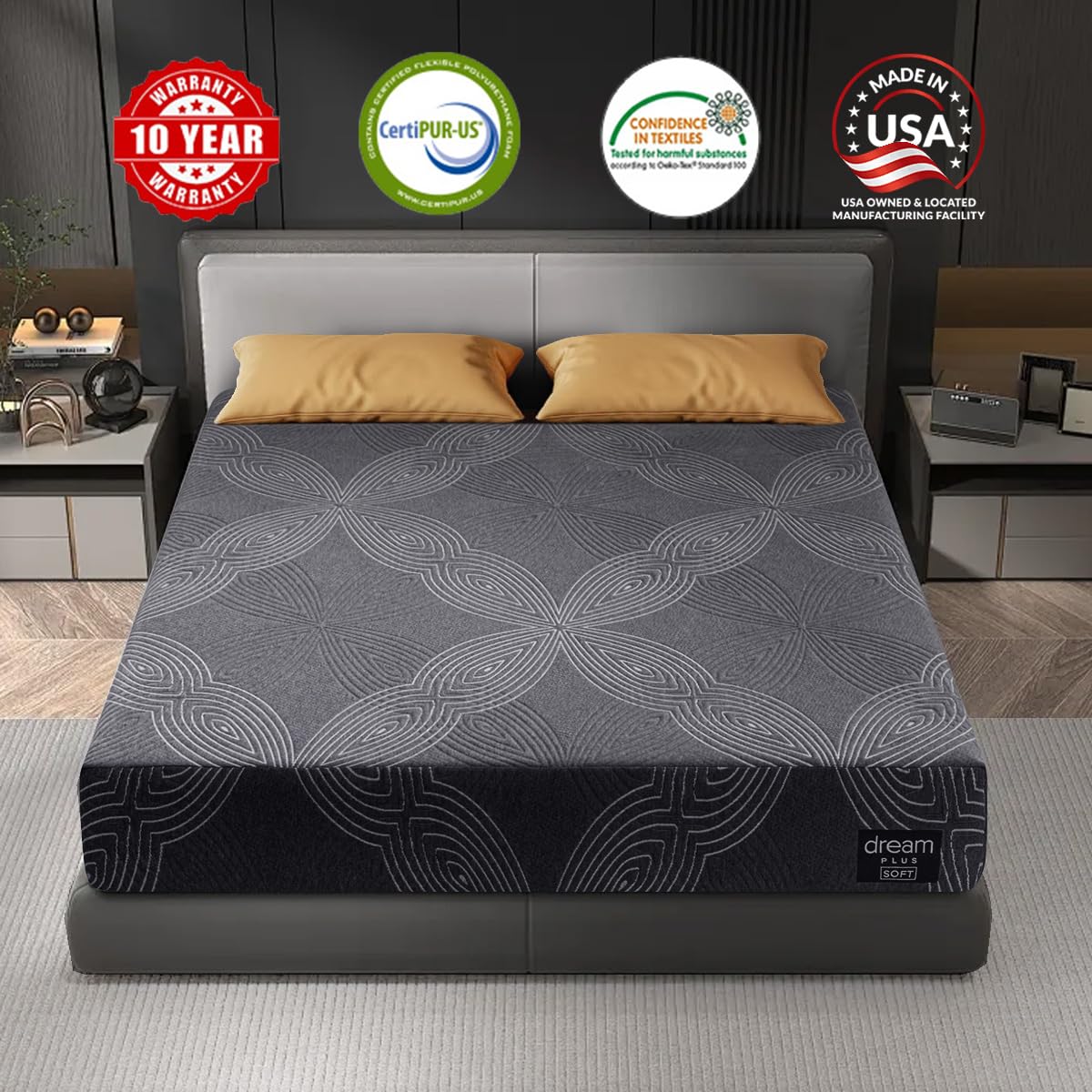 TRIPARK Twin XL Mattress,10 Inch Mattress in a Box with Gel Memory Foam Mattress, for Pressure Relief & Back Pain Relief, CertiPUR-US