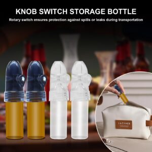 4 Pack Camping Spice Containers Portable Spice Dispenser Knob Switch Storage Bottle Portable Glass Leak Proof Decorative Bottle for Outdoor Camping Travel (White+Brown)