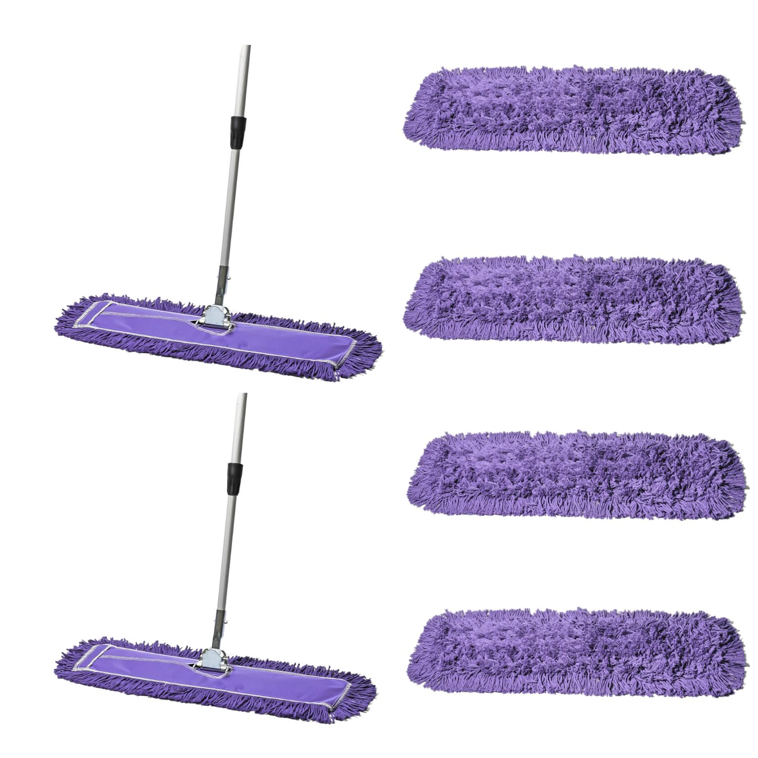 Tidy Tools 24 Inch Purple Dust Mop with Extendable Handle and 24 Inch Purple Dust Mop Refill Bundle - 2 Mop Sets and 4 Refills