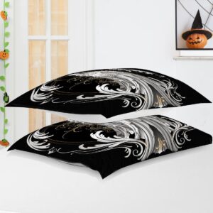 DiuuDi White Ghost Duvet Cover Twin Size 3D Printed Black Duvet Cover Set Hands Together Golden Decoration Bedding Set Home Decoration Comforter Cover Cozy Quilt Cover with 2 Pillowcases