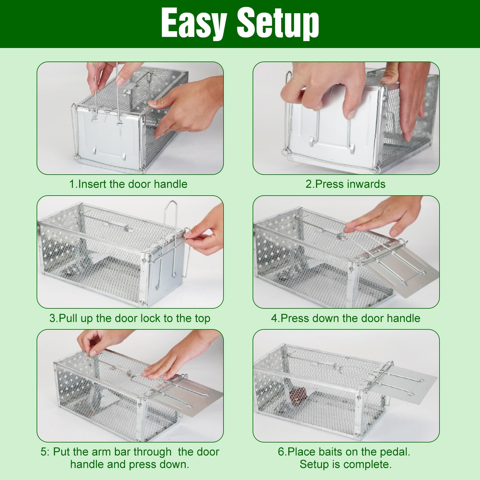 Zorpupoa Humane Rat Trap, Humane Live Animal Mouse Cage Traps, Small Rodent Chipmunk Squirrel Trap and Other Live Animal Trap Cage for Indoor and Outdoor Use