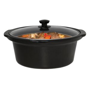 West Bend Slow Cooker 6-Quart Manual Crockery Style with Dishwasher Safe Oval Ceramic Crockpot and Glass Lid Two Temperature Settings Plus Keep Warm, 330-Watts, Silver