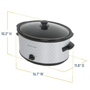 West Bend Slow Cooker 6-Quart Manual Crockery Style with Dishwasher Safe Oval Ceramic Crockpot and Glass Lid Two Temperature Settings Plus Keep Warm, 330-Watts, Silver