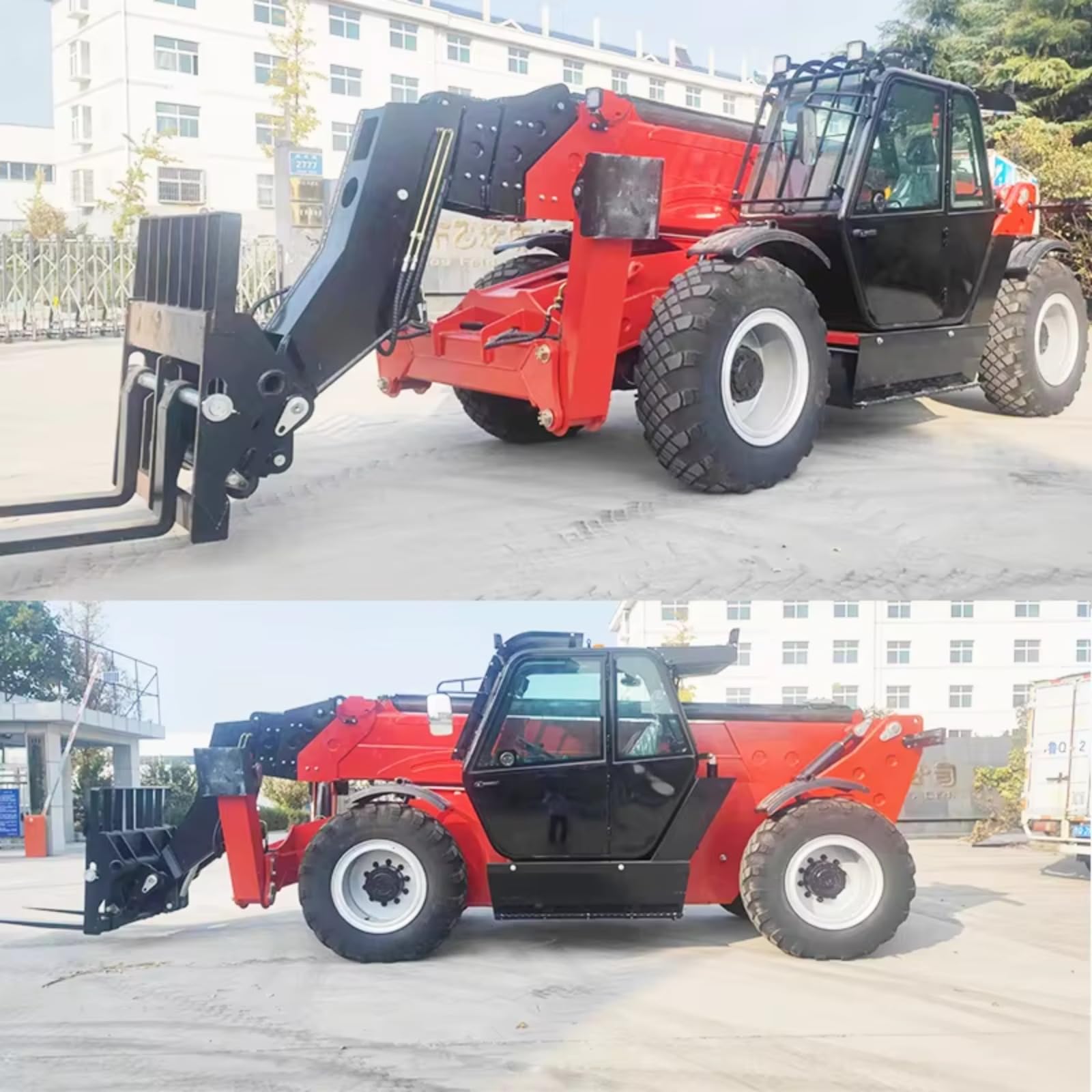 Double Telescopic Forklift Boom Loader for Container Bundle Stone Glass slabs Loading and unloading Handler from 14m Lifting