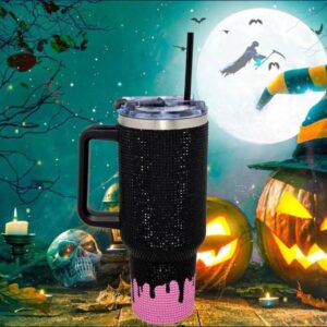 Halloween Ghost Killin'it Face Travel Scream Tumbler with Straw - Scream Cup, 40 oz Ghost Tumbler with Handle and Straw Lid, Halloween Ghost Face Cup