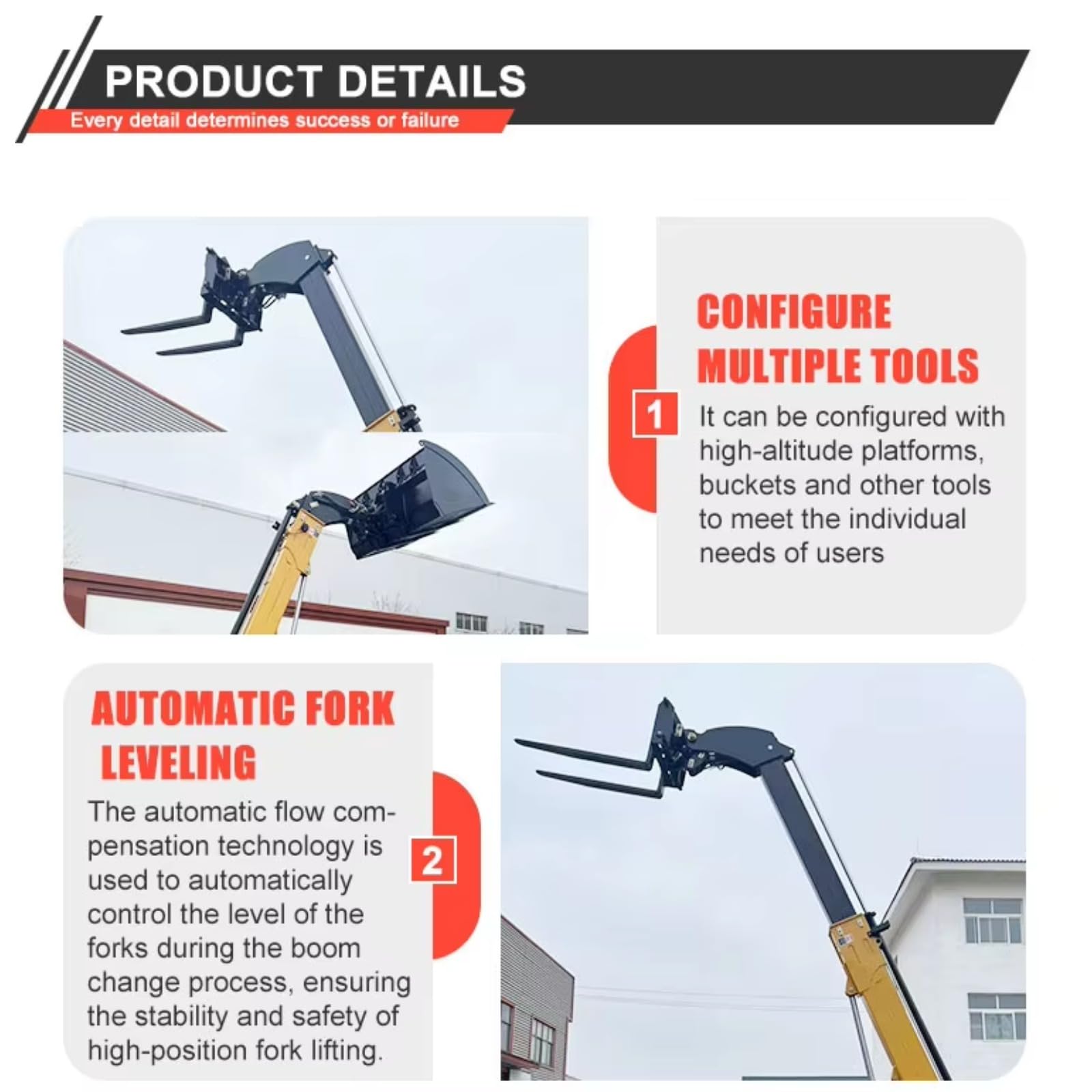 Good Price 3.5Ton 4Ton Forklift with Telescopic Boom/Arm 1.2Ton Telescopic Handler