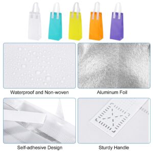 uxcell 25pcs Insulated Take Out Bags, 4.7" x 3.9" x 11" Insulated Take Away Bags Thermal Disposable Lunch Bags Disposable Cooler Bags for Hot Cold Food Catering Grocery Picnic White