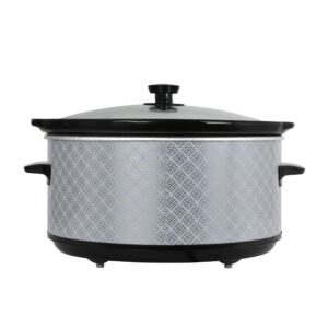 West Bend Slow Cooker 6-Quart Manual Crockery Style with Dishwasher Safe Oval Ceramic Crockpot and Glass Lid Two Temperature Settings Plus Keep Warm, 330-Watts, Silver