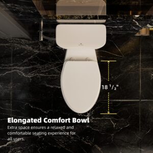 19 Inch High Toilet, Los Flexi ADA & Elongated Extra Tall Toilet for Seniors, Comfort Height Two-Piece Toilet With Soft-Close Seat,12” Rough-In, S-Trap, Siphonic Flush 1.28 GPF