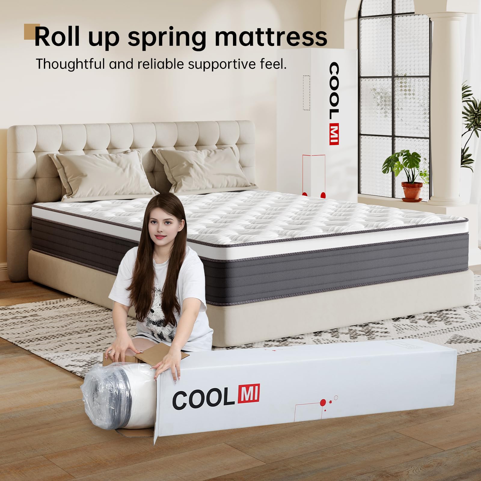 COOLMI King Mattress, 12 Inch, Pressure Relief, Protecting Spine, Silent Sleep, Soft and Comfortable Medium Firm Memory Foam, CertiPUR-US.