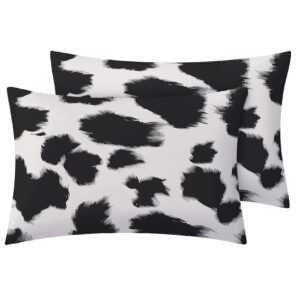 FJWXCBD Cow Print Duvet Cover California King Size, Animal Skin Pattern Bedding Set 3 Piece for Bedroom Decor, Black and White Duvet Cover & 2 Pillow Shams, with Zipper & Ties, Super Soft Microfiber