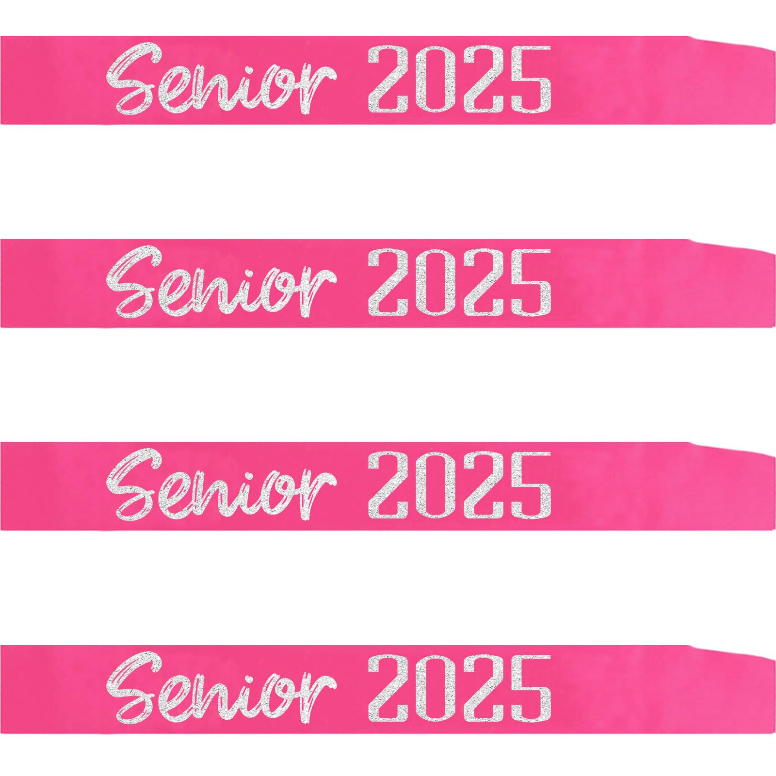 4Pcs Hot Pink Senior Sash 2025 Satin with Silver Glitter Letters - Senior Cheerleader 2025 Sash - 2025 Graduation Celebrations Sashes - Senior Cheer Sash - Class Competition Sashes - Hot Pink Silver