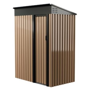 outdoor storage shed 5 x 3 ft, metal storage shed, outdoor tool storage shed with door lock, waterproof, for backyard, garden patio lawn