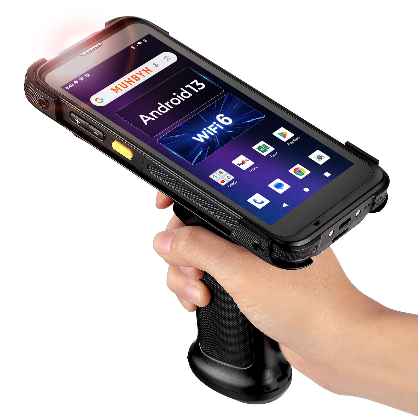 MUNBYN 2024 New Barcode Scanner Tablet, Android 12 8GB+128GB Barcode Tablet, 8" Equip with Zebra SE4710 Scanner, and Android 13 Barcode Scanner with Pistol Grip, Wi-Fi 6