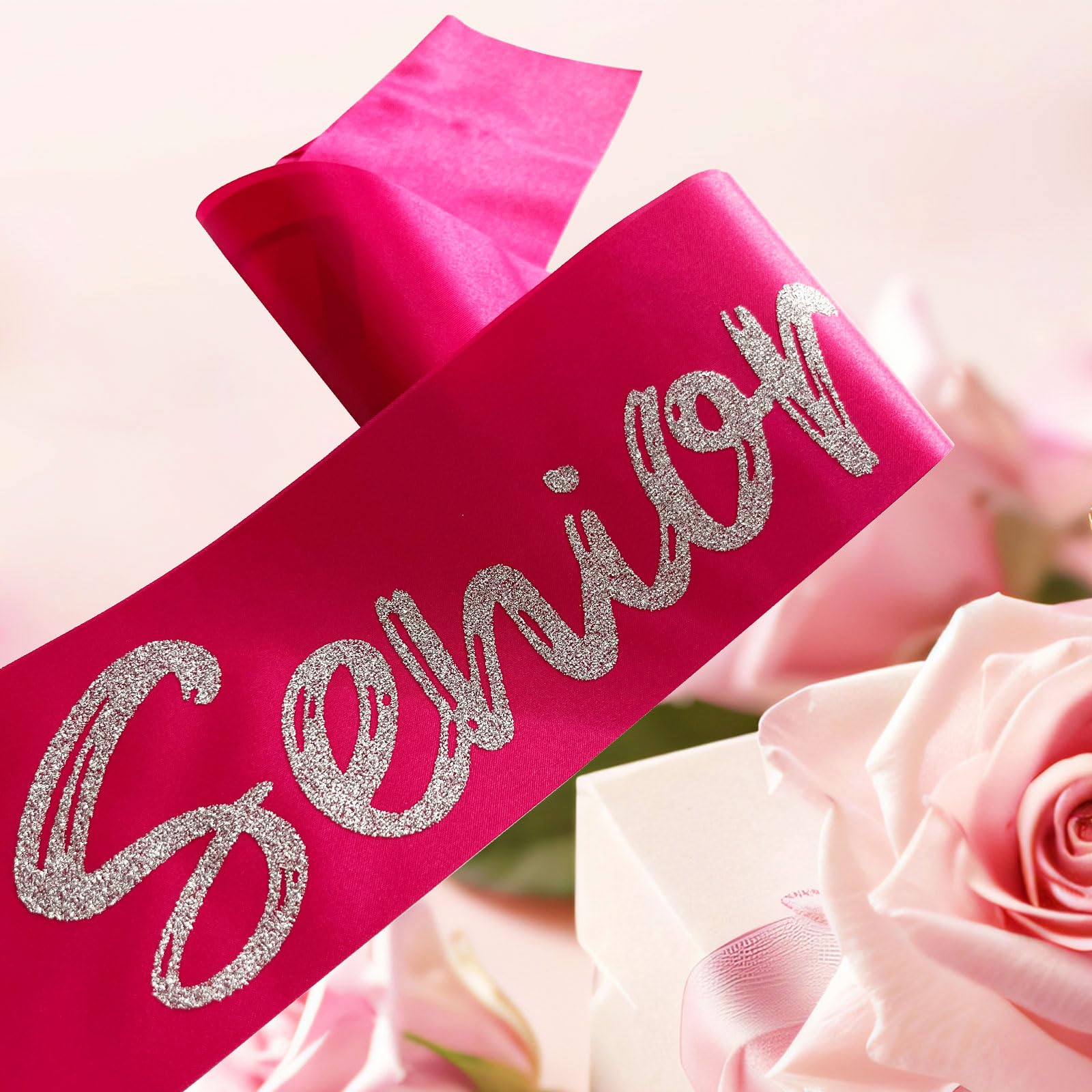 4Pcs Hot Pink Senior Sash 2025 Satin with Silver Glitter Letters - Senior Cheerleader 2025 Sash - 2025 Graduation Celebrations Sashes - Senior Cheer Sash - Class Competition Sashes - Hot Pink Silver