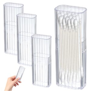 cotton swab travel case cotton swab holder, 4pcs clear plastic flosser dispenser with lid, portable cotton swab travel case, 0.8x1.3x4.1" travel containers for hair ties floss band-aids, toothpicks