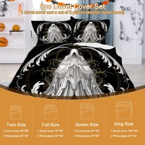 DiuuDi White Ghost Duvet Cover Twin Size 3D Printed Black Duvet Cover Set Hands Together Golden Decoration Bedding Set Home Decoration Comforter Cover Cozy Quilt Cover with 2 Pillowcases