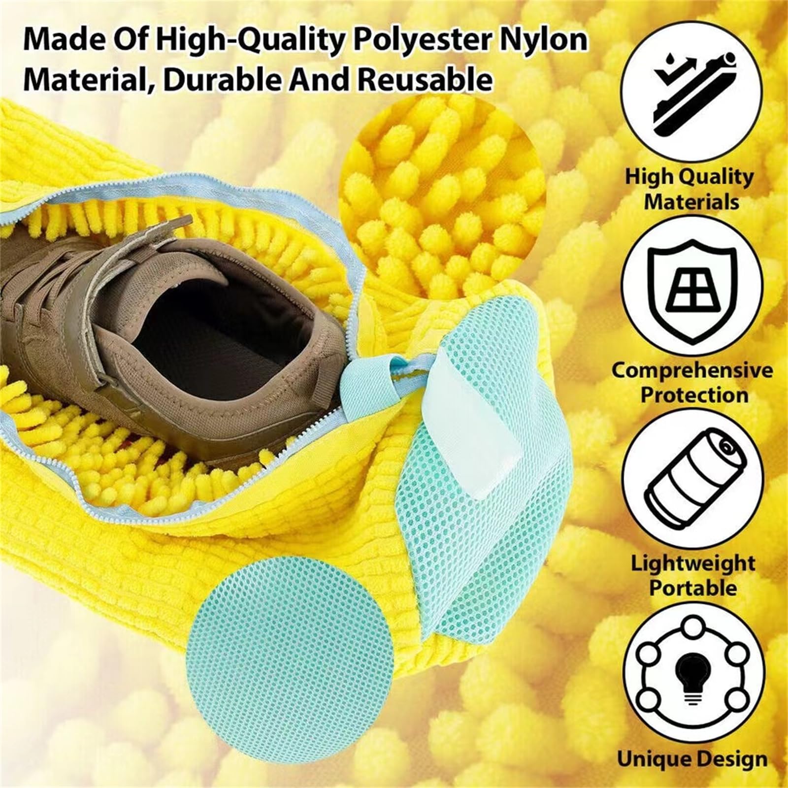 Hiyniaz 2Pcs Shoe Washing Bag for Washing Machine, Laundry Shoe Bag for Washer and Dryer, Reusable Shoe Washing Bag