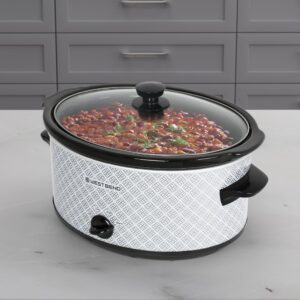 West Bend Slow Cooker 6-Quart Manual Crockery Style with Dishwasher Safe Oval Ceramic Crockpot and Glass Lid Two Temperature Settings Plus Keep Warm, 330-Watts, Silver