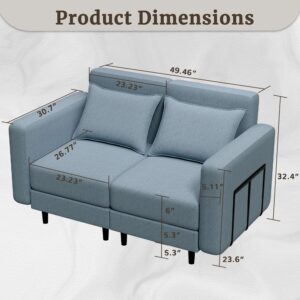 VFF Modular Sofa Couch, 2 Seat with Armrest for Modular Sectional Couch, Upholstered Sectional Sofa for Living Room and Office - Gray