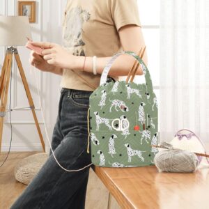 Cute Dalmatian Dog Crochet Bag Yarn Storage Bag Portable Knitting Bag Crochet Tote with Pocket for Women Mom Crochet Knitting Accessories Suppliers