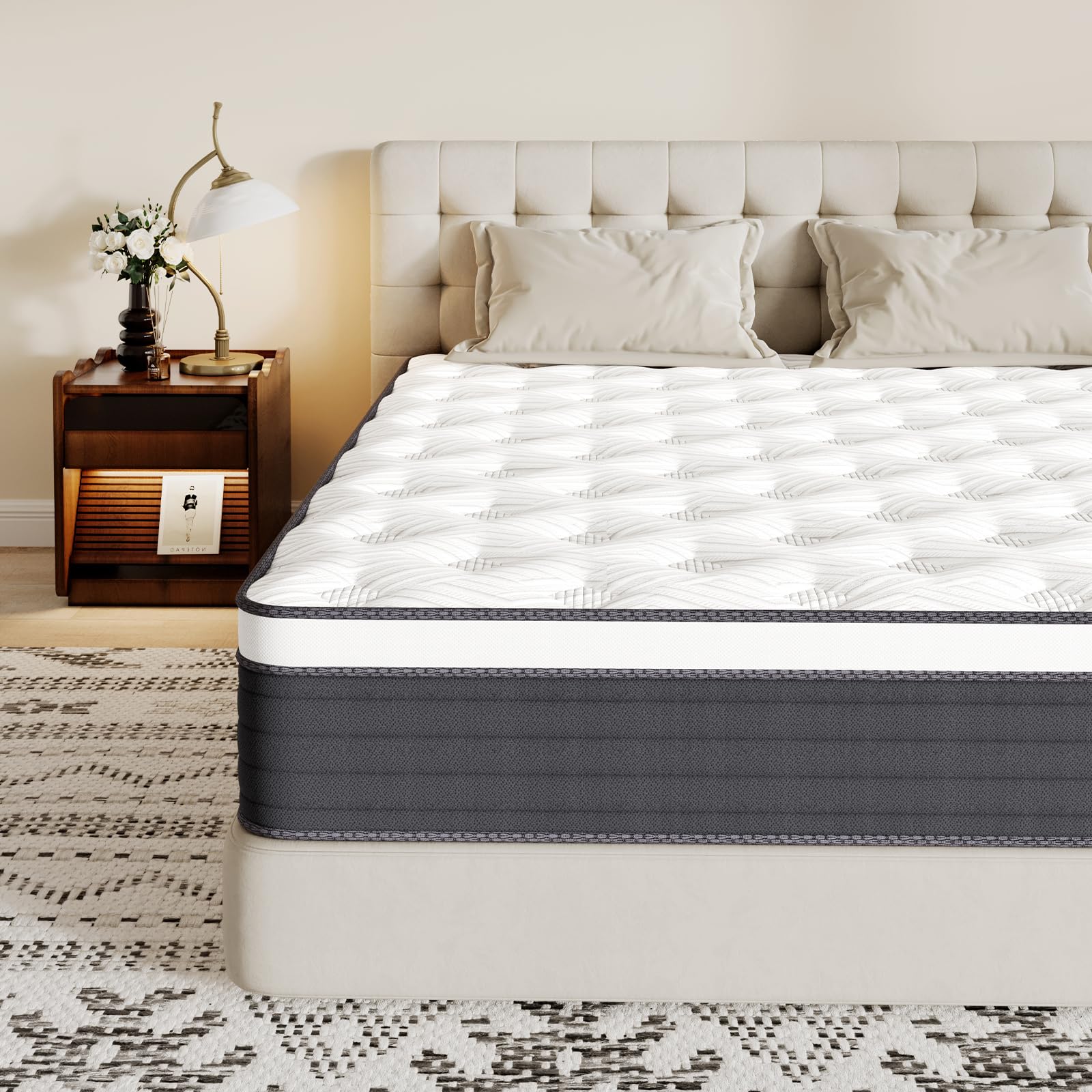 COOLMI King Mattress, 12 Inch, Pressure Relief, Protecting Spine, Silent Sleep, Soft and Comfortable Medium Firm Memory Foam, CertiPUR-US.