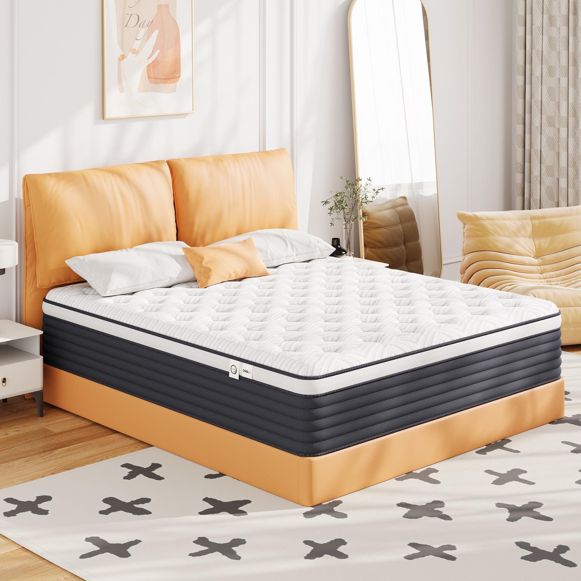 COOLMI King Mattress, 12 Inch, Pressure Relief, Protecting Spine, Silent Sleep, Soft and Comfortable Medium Firm Memory Foam, CertiPUR-US.