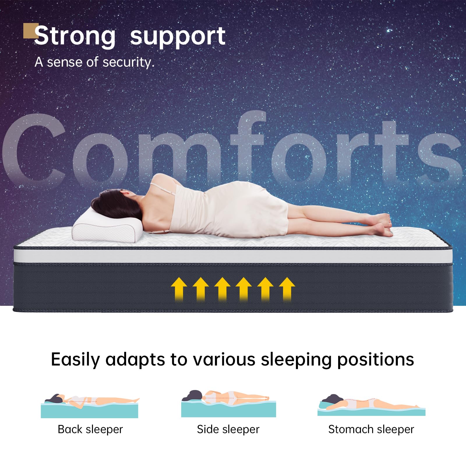 COOLMI King Mattress, 12 Inch, Pressure Relief, Protecting Spine, Silent Sleep, Soft and Comfortable Medium Firm Memory Foam, CertiPUR-US.