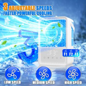 Portable Air Conditioner, 4 in 1 Evaporative Air Cooler with 600ml Water Tank, 1-8 H Timing Touch Screen Portable Air Cooler, Personal Desktop Cooling Fan for Car Home Camping Room