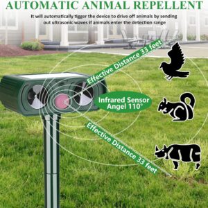 Gebatule 2 Pack Solar Animal Repeller Ultrasonic Animal Cat Repellent Outdoor Deer Repellent Devices with Motion Sensor Animal Deterrent to Repel Cat Deer Squirrel Rabbit Dog Skunk for Yard Lawn