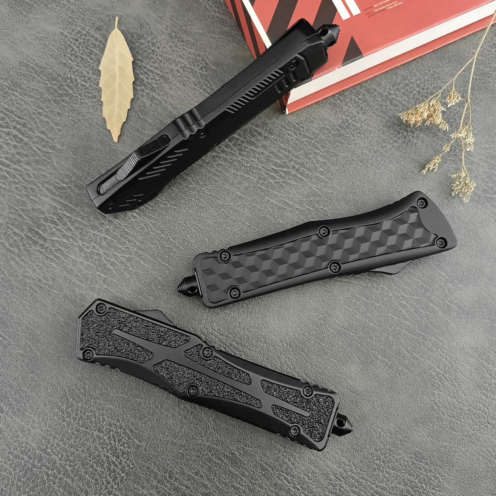 Folding Utility Knife with Clip, Retractable Box Cutter, EDC Knife with Heavy Duty Safety Zinc Alloy Handle and 10 Sharp 440C Steel Replacement Blades, Everyday Use Utility Knife（Checkered Handle）