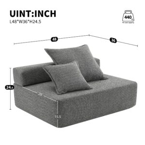 Taikonaut Lounge Frame for Oversized Modular U Shaped Sectional Sofa,Luxury Boucle Floor Couch Set,Convertible Sleeper Couch,Spacious Foam-Filled Sofa Bed for Living Room (L48*W36*H24.5, Gray)