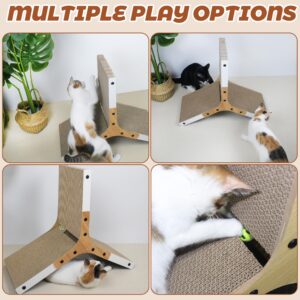 Polamg Cat Scratcher 6-Sided Triangle Cat Scratching Board,Cat Board Pads Prevents Furniture Damage, Cardboard Cat Scratcher with Built-in Toy Balls Cat Scratchers for Indoor Cats