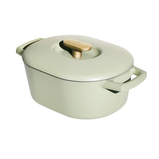 Beautiful 6 Quart Enamel Dutch Oven, (Sage Green) by Drew Barrymore