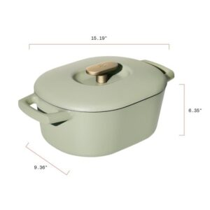 Beautiful 6 Quart Enamel Dutch Oven, (Sage Green) by Drew Barrymore