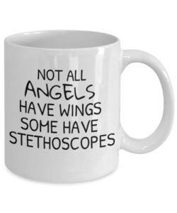 hohadoi not all angels have wings some have stethoscopes nurse doctor coffee mug white