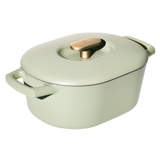 Beautiful 6 Quart Enamel Dutch Oven, (Sage Green) by Drew Barrymore