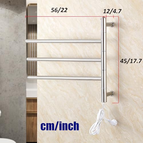 NJDQFA Constant Temperature Electric Heated Towel Racks for Bathroom,Towel Warmer Rack Stainless Steel,Swivel Towel Warmer Wall Mounted,Plug in