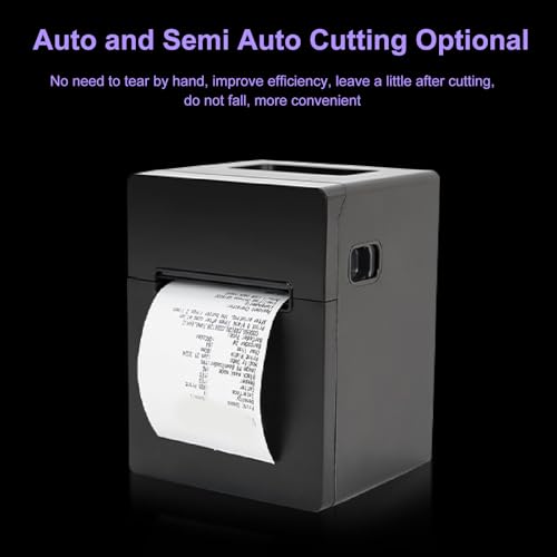 Thermal Paper Printer, Wall Mounting Automatic Cutter 80mm Width POS Receipt Printer Wide Compatibility for Restaurant Kitchen (US Plug)