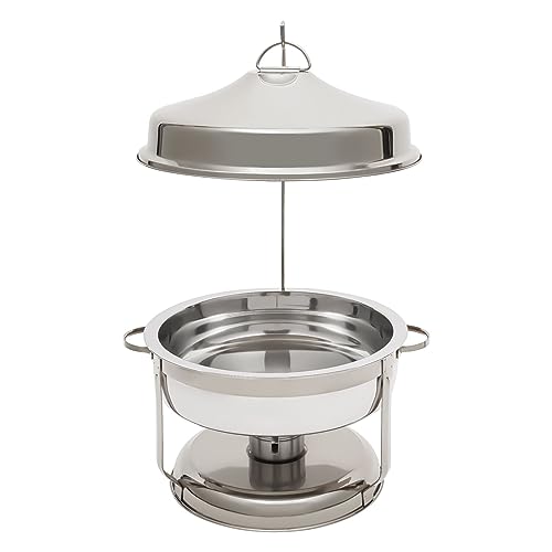 BAIODNB Chafing Dishes for Buffet Set, Round Stainless Steel Catering Food Pan Warmers with Lids, Buffet Servers and Warmers Sets Ideal for Parties and Events (Silver)