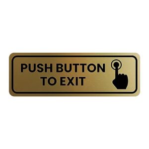 rtggrd standard push button to exit door or wall sign (brushed gold) - 3" x 8"