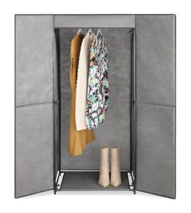 whitmor wardrobe - portable closet with doors - grey