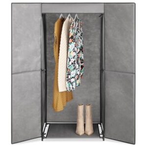 Whitmor Wardrobe - Portable Closet with Doors - Grey