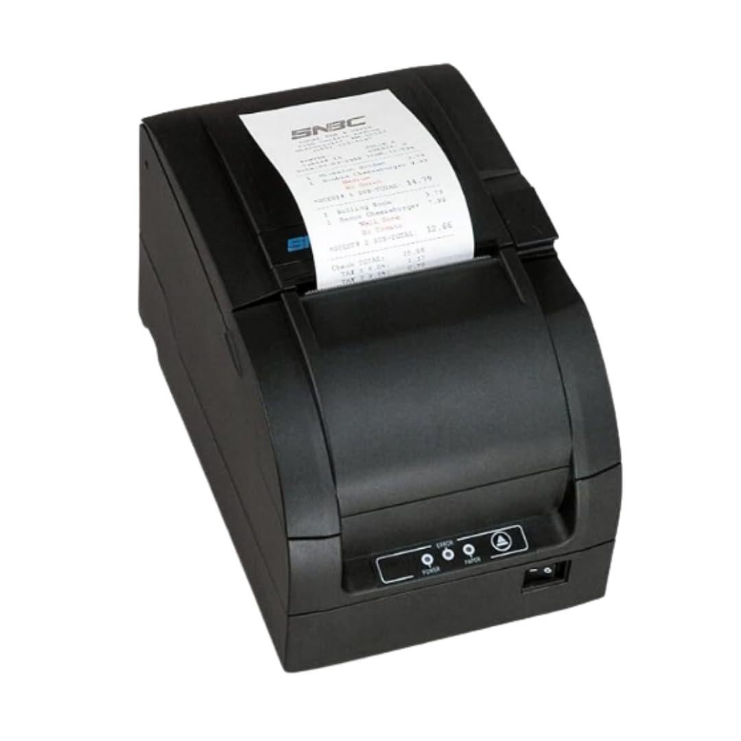 SNBC 132081 Model BTP-M300 Impact Receipt Printer with USB and Serial Interface, Black, Fast 4.7 Lines per Second Print Speed, Drop and Print Paper Loading, Stores and Prints Logo Images (Renewed)