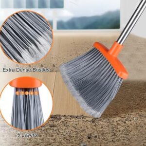 Self-Cleaning Broom and Dustpan Set, Stand Up, Indoor & Outdoor, Gray & Orange (Orange and Gray)